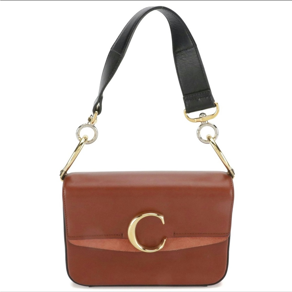 Chloe Double Carry Bag in Cinnamon Brown Calfskin Leather.